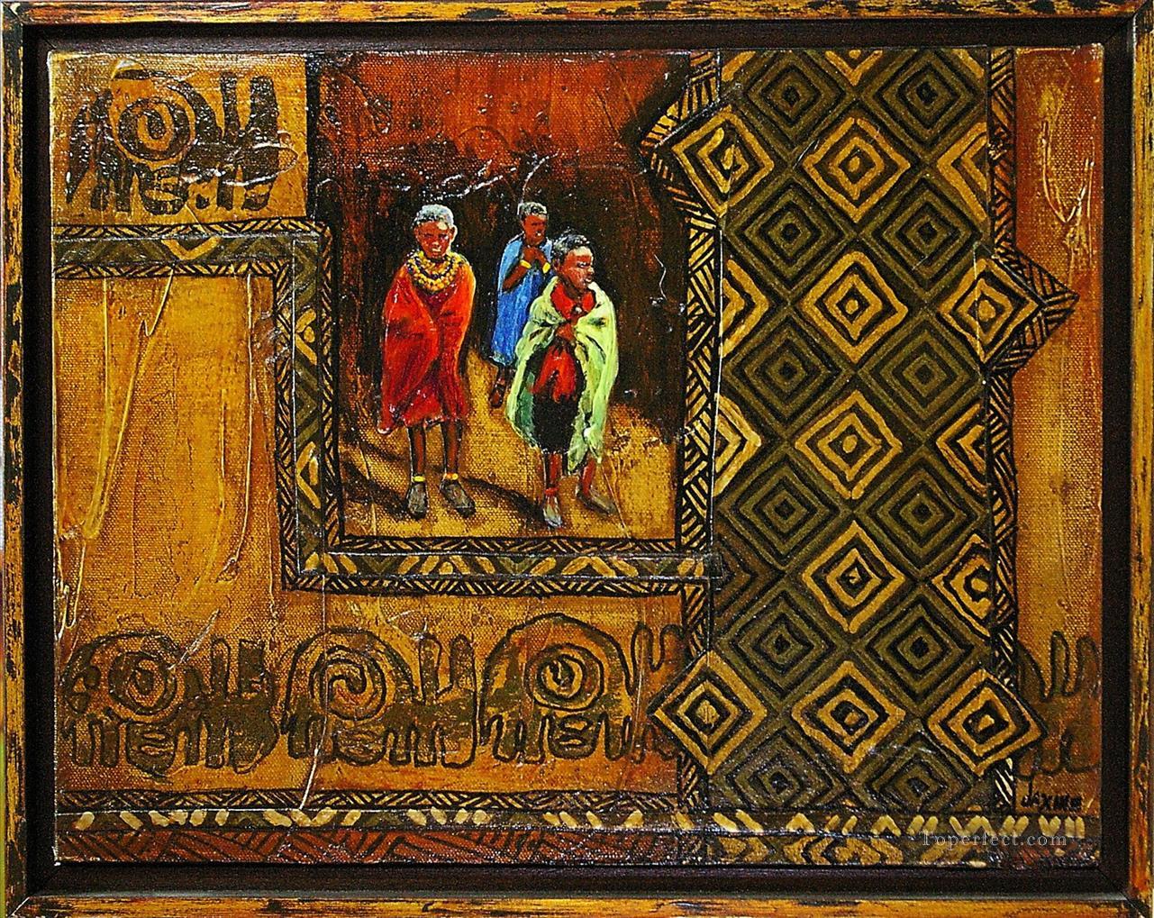 Afriqueine garçons poudre d’or Peintures à l'huile